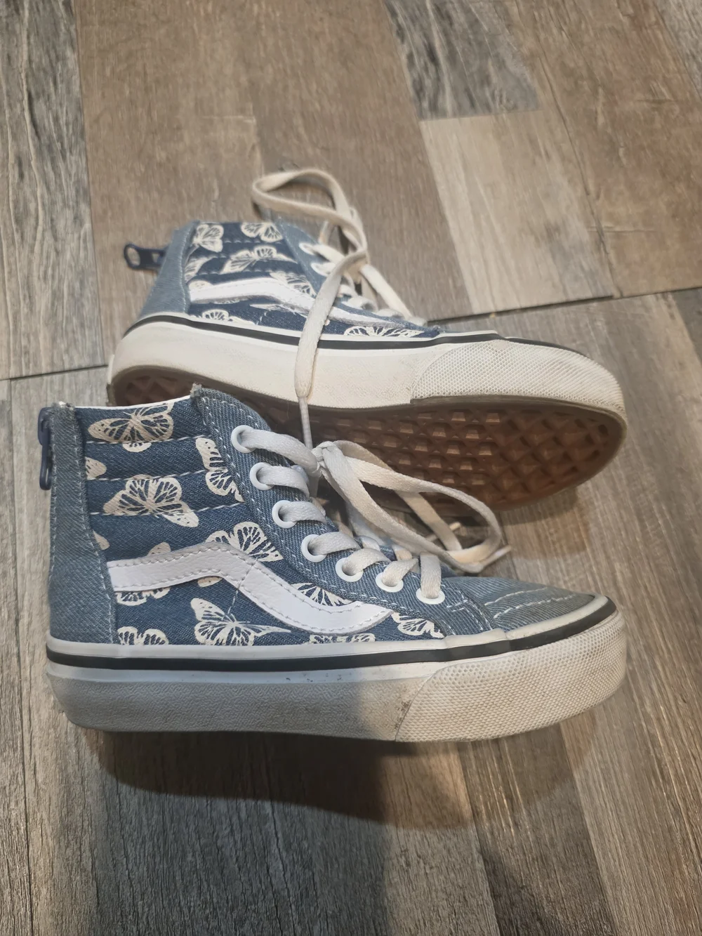 Vans Kids High-Top Denim Sneakers in Light Blue with White Accents
